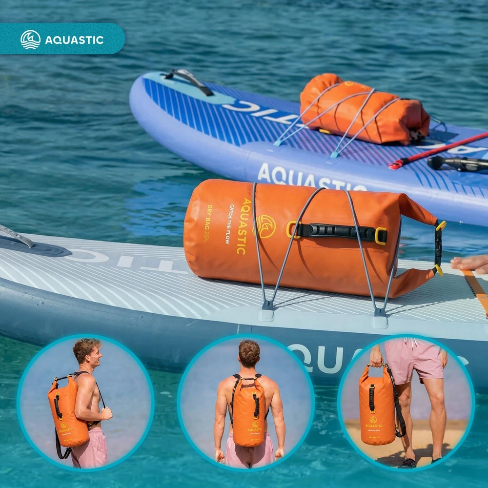 Vandeniui atsparus AQUASTIC Dry Bag 30l PVC oranžinis Valcuotas užsegimas
