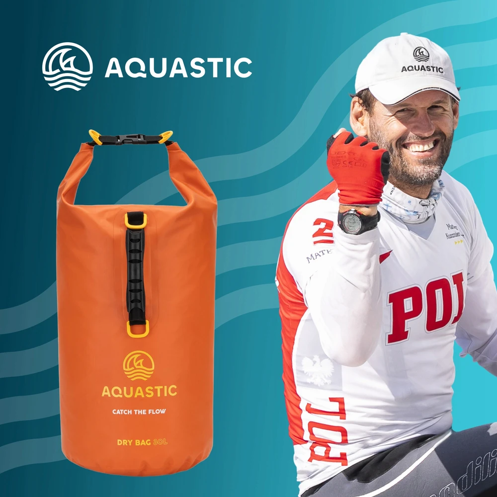 Vandeniui atsparus AQUASTIC Dry Bag 30l PVC oranžinis Valcuotas užsegimas