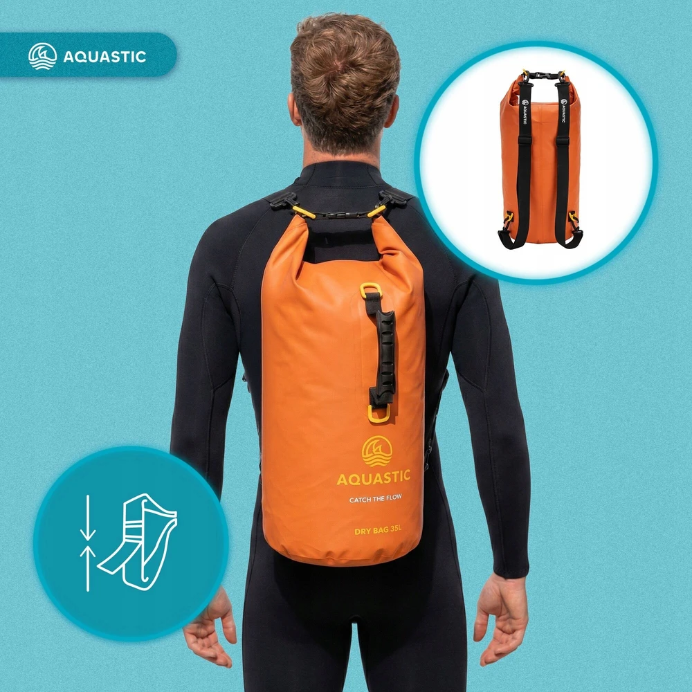 Vandeniui atsparus AQUASTIC Dry Bag 30l PVC oranžinis Valcuotas užsegimas