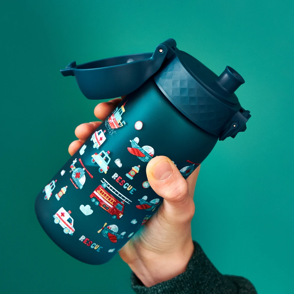 Vandens bidonas vaikams Ion8, 350 ml, su automobilių motyvais