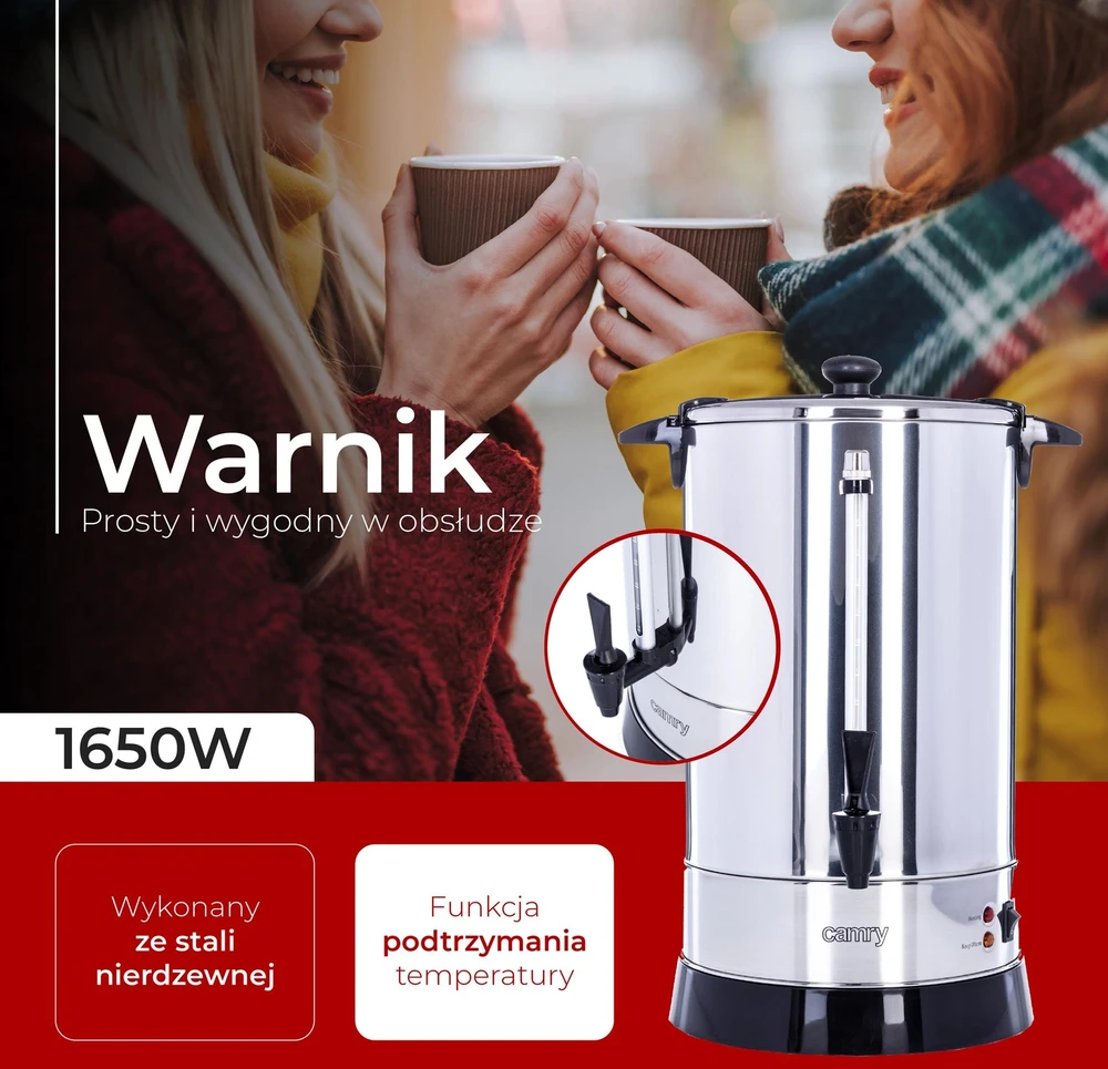 Virdulys Camry | Boiler | CR 1259 | Electric | 1650 W | 20 L | Nerūdijantis plienas