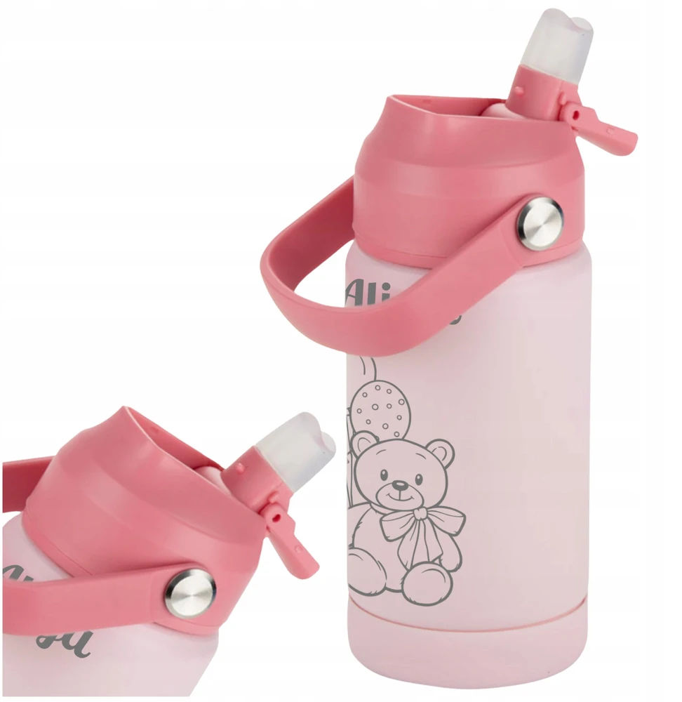 Vandens buteliukas vaikams mokyklai, darželiui, graviruotas pavadinimas, šviesa, BPA Free, 350 ml