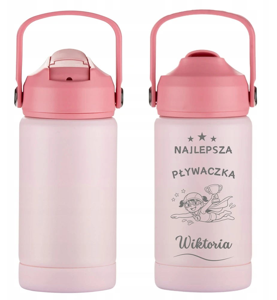 Vandens buteliukas vaikams mokyklai, darželiui, graviruotas pavadinimas, šviesa, BPA Free, 350 ml