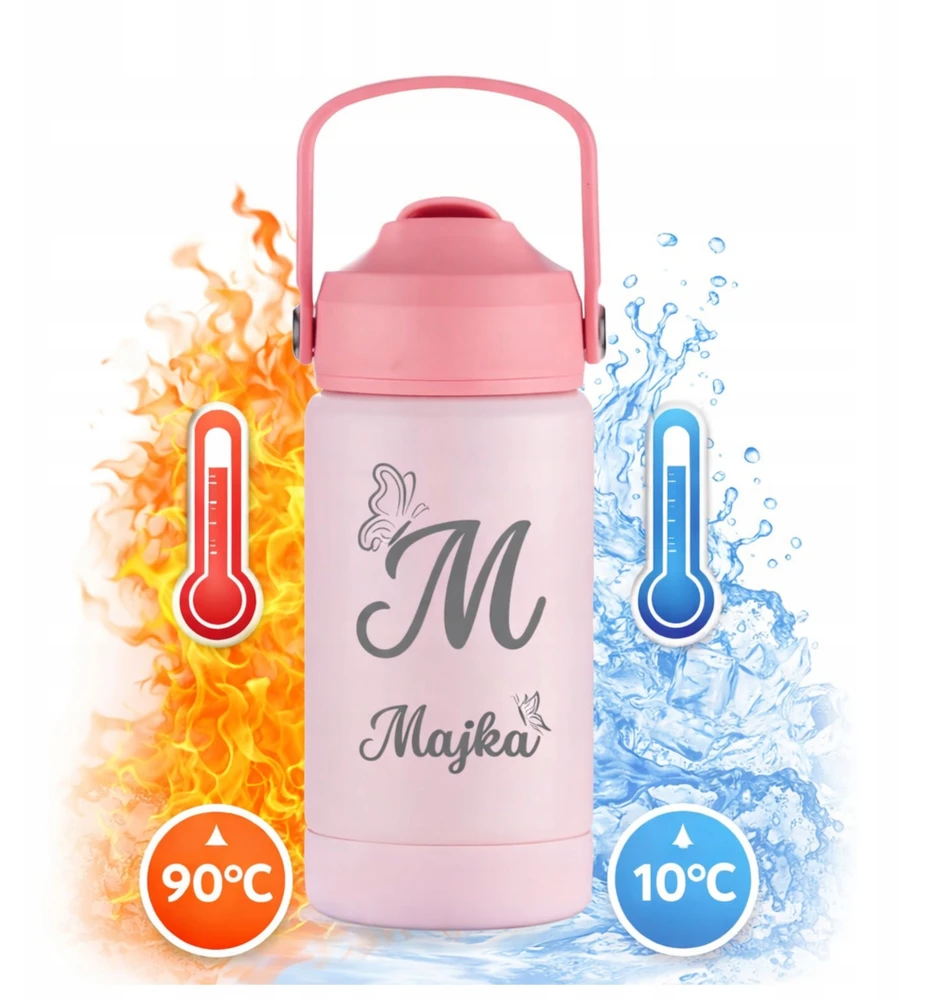 Vandens buteliukas vaikams mokyklai, darželiui, graviruotas pavadinimas, šviesa, BPA Free, 350 ml