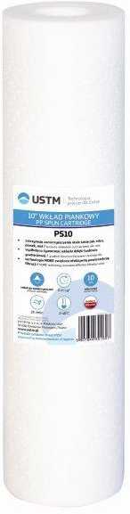 Ustm Vandens filtro kasetė PS-10M, 10'', pūsto polipropileno, 10 mk