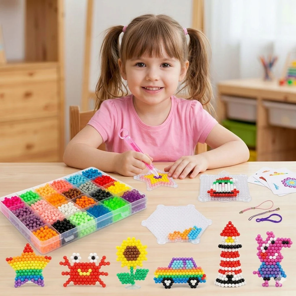 VANDENS KRUOLIAI AQUA BEADS MAGIC BEADS 3000el KŪRYBINIŲ RAŠTŲ DOVANŲ RINKINYS