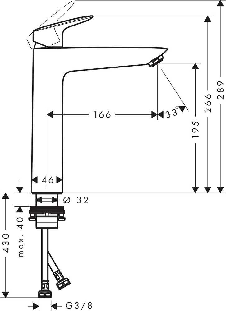 Praustuvo maišytuvas Hansgrohe Logis, 71091000, chromo