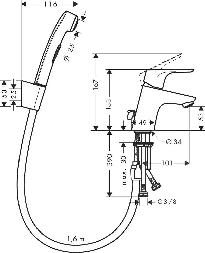 Hansgrohe Focus E2 Bidete maisytuvas