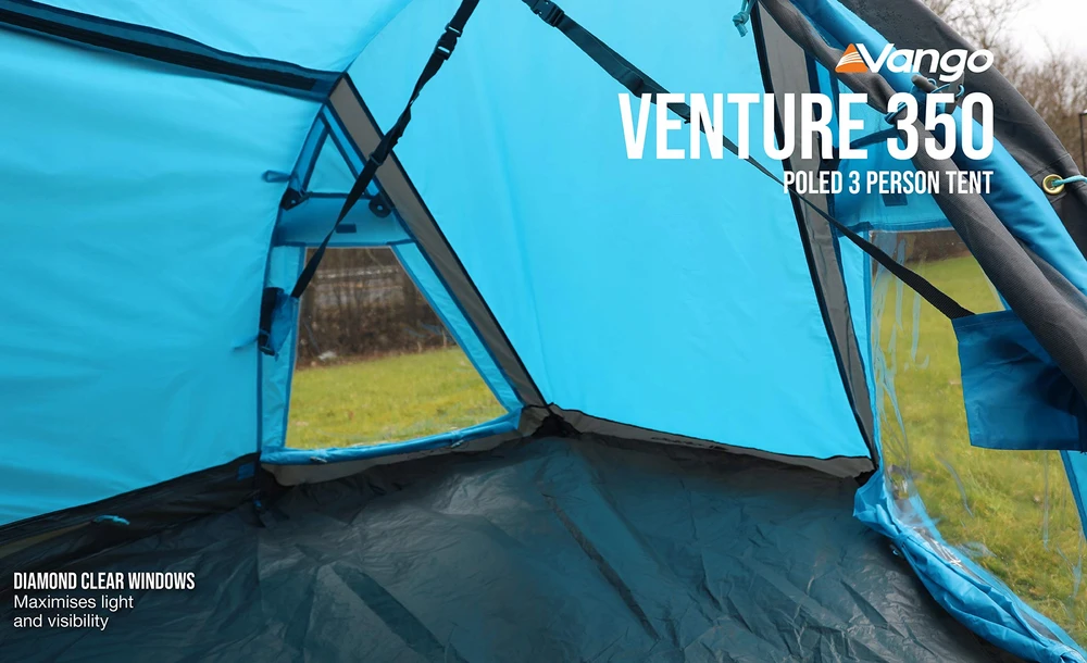 Vango Venture 350 3 asmenų tunelinė turistinė palapinė, atspari vandeniui 3000 mm