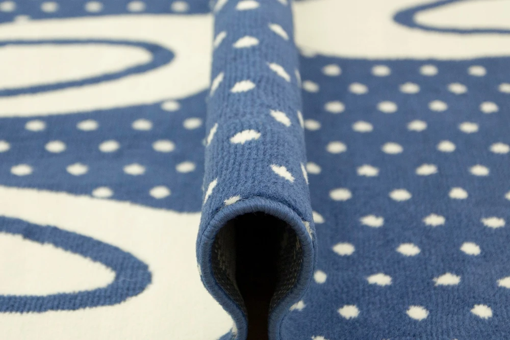 Vanhoutte DYWAN DLA DZIECI DZIECIĘCY KRÓLICZKI KROPKI GROCHY JEANS TANI 200x290 cm