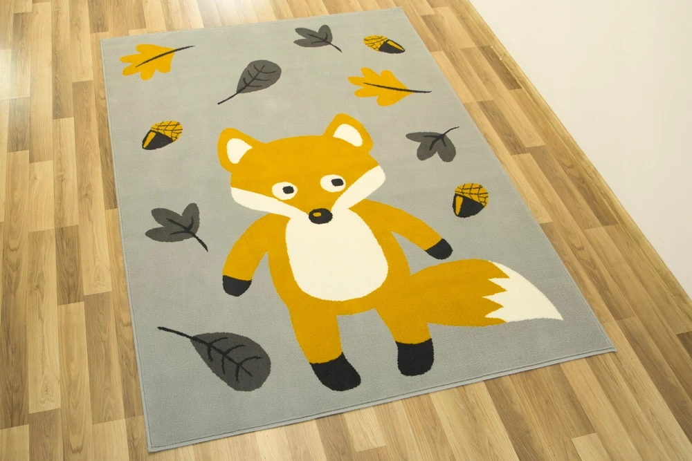 Vanhoutte DYWAN DZIECIĘCY PILKA MUSTARDOWY LISEK LEŚNY LIŚCIE LUNA KIDS 140x200 cm
