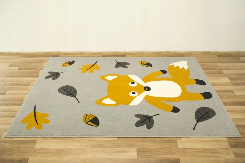 Vanhoutte DYWAN DZIECIĘCY PILKA MUSTARDOWY LISEK LEŚNY LIŚCIE LUNA KIDS 100x150 cm