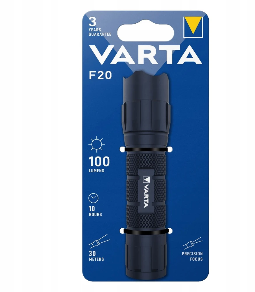 VARTA F20 Tourist rankinis LED žibintuvėlis, atsparus vandeniui IP67 baterija, veikiantis 350lm