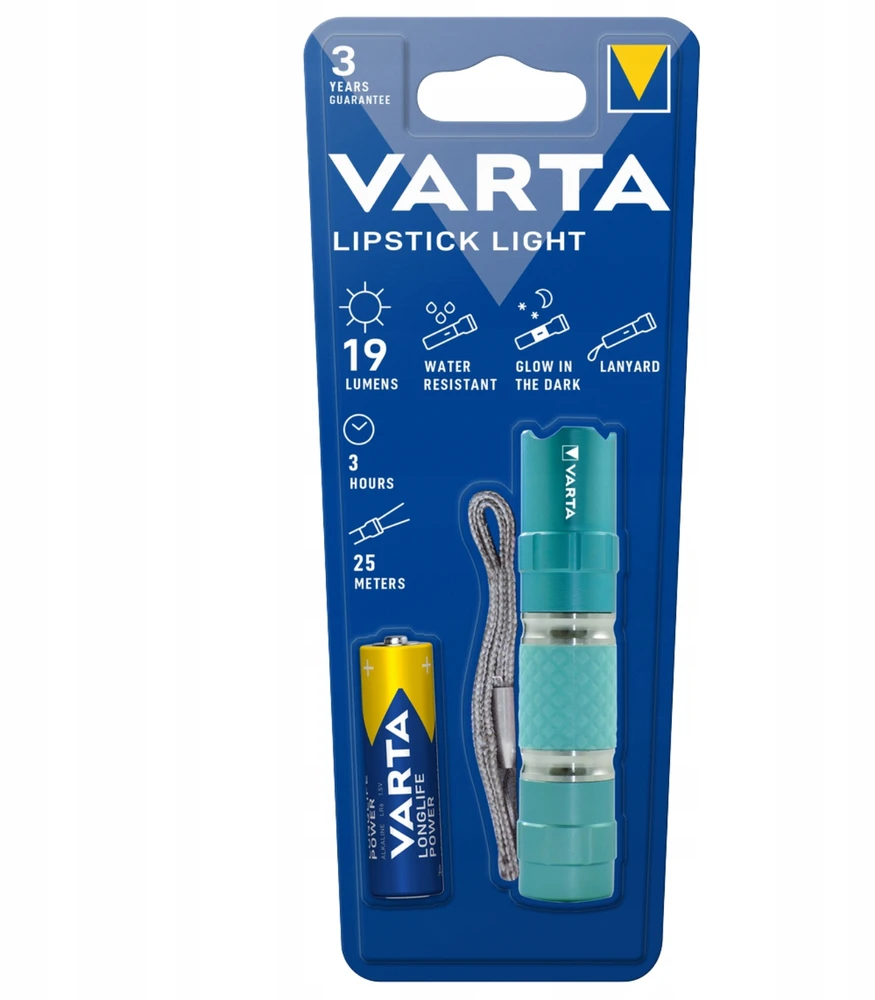 VARTA LIPSTICK Mini LED kišeninis žibintuvėlis su AA baterijomis Raktų pakabukas 19lm