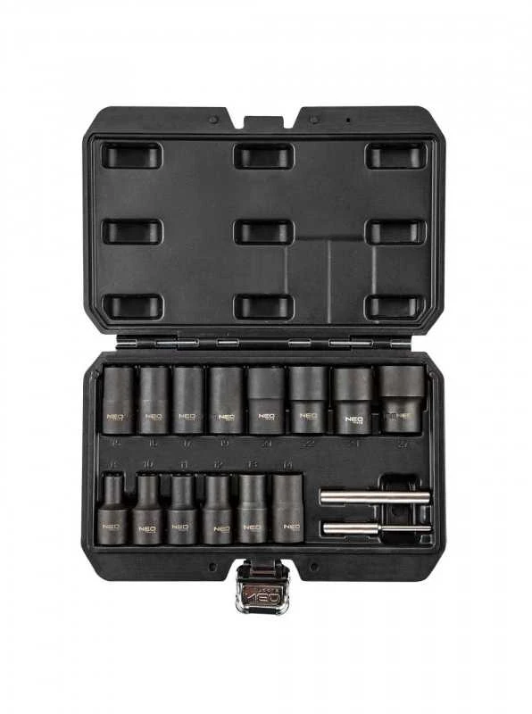 Varžtų ištraukimo lizdas NEO 11-920, 1/2", 16 vnt. rinkinys (su susuktu profiliu)