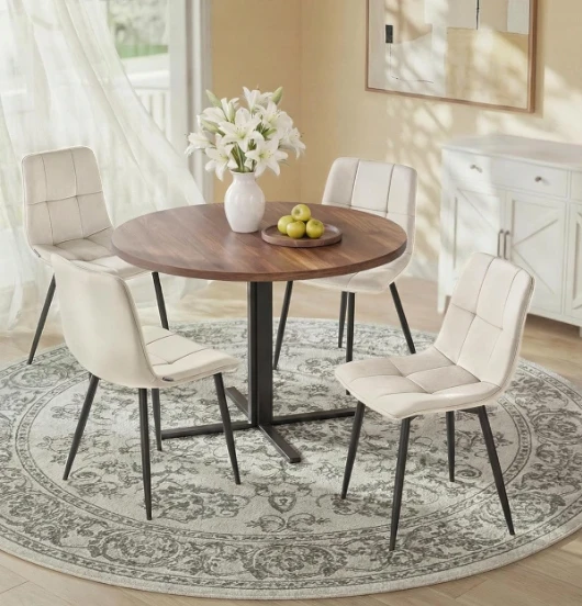 VASAGLE MINŠTU VELIURU VALGOMO KĖDĖS, 4 VNT. BEIGE