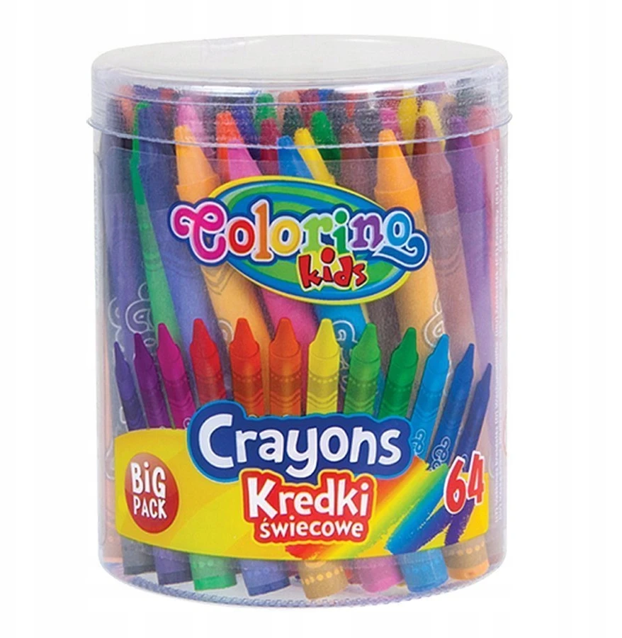 Vaškinės kreidelės 64 spalvų Colorino Kids kibirėlyje
