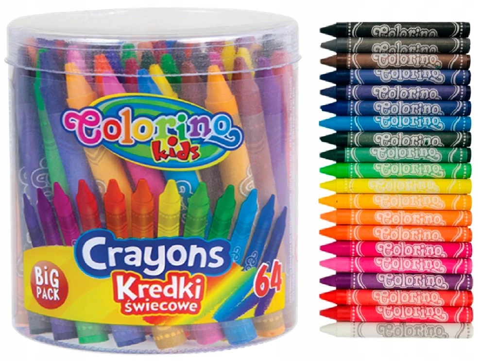 Vaškinės kreidelės 64 spalvų Colorino Kids kibirėlyje