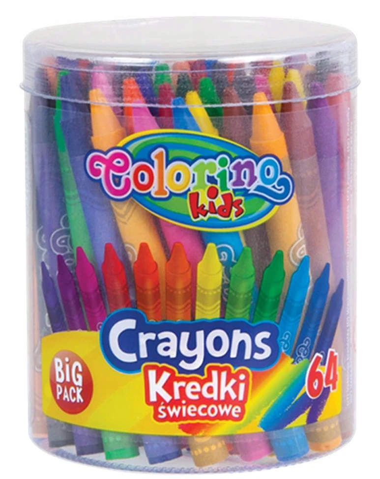 Vaškinės kreidelės 64 spalvų Colorino Kids kibirėlyje