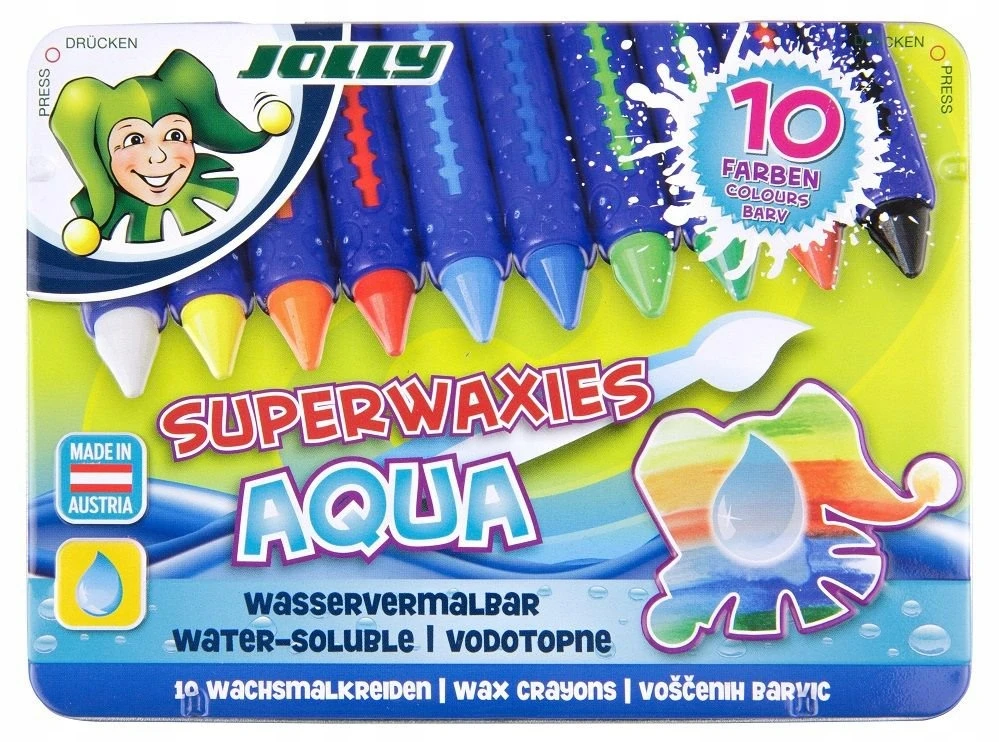 Vaškinės kreidelės SUPERWAXIES AQUA, Jolly, 10 sp.