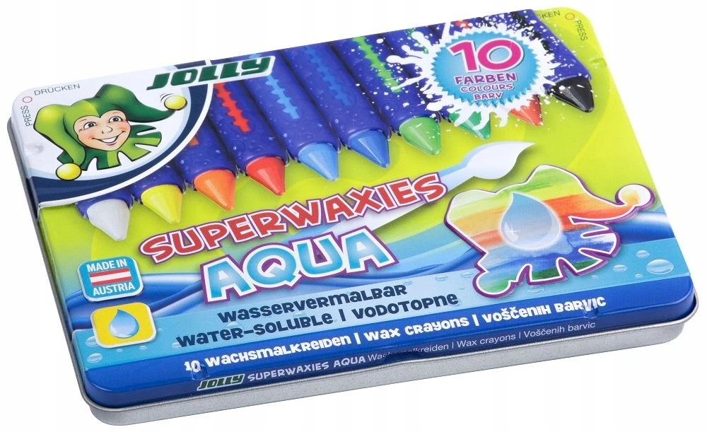 Vaškinės kreidelės SUPERWAXIES AQUA, Jolly, 10 sp.