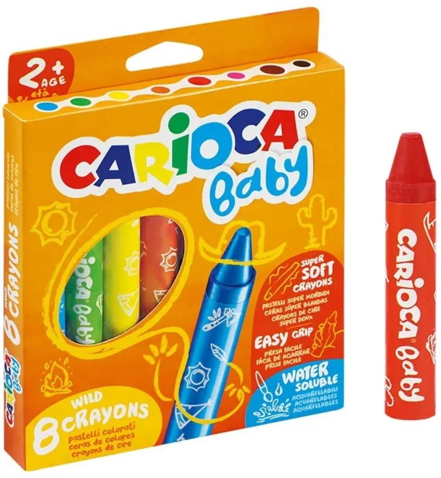 Vaškiniai pieštukai Carioca Baby 2+ , 8 spalvų