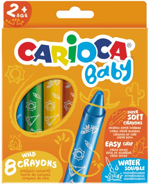 Vaškiniai pieštukai Carioca Baby 2+ , 8 spalvų