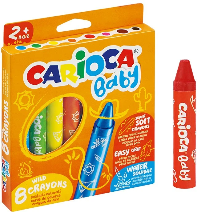 Vaškiniai pieštukai Carioca Baby 2+ , 8 spalvų