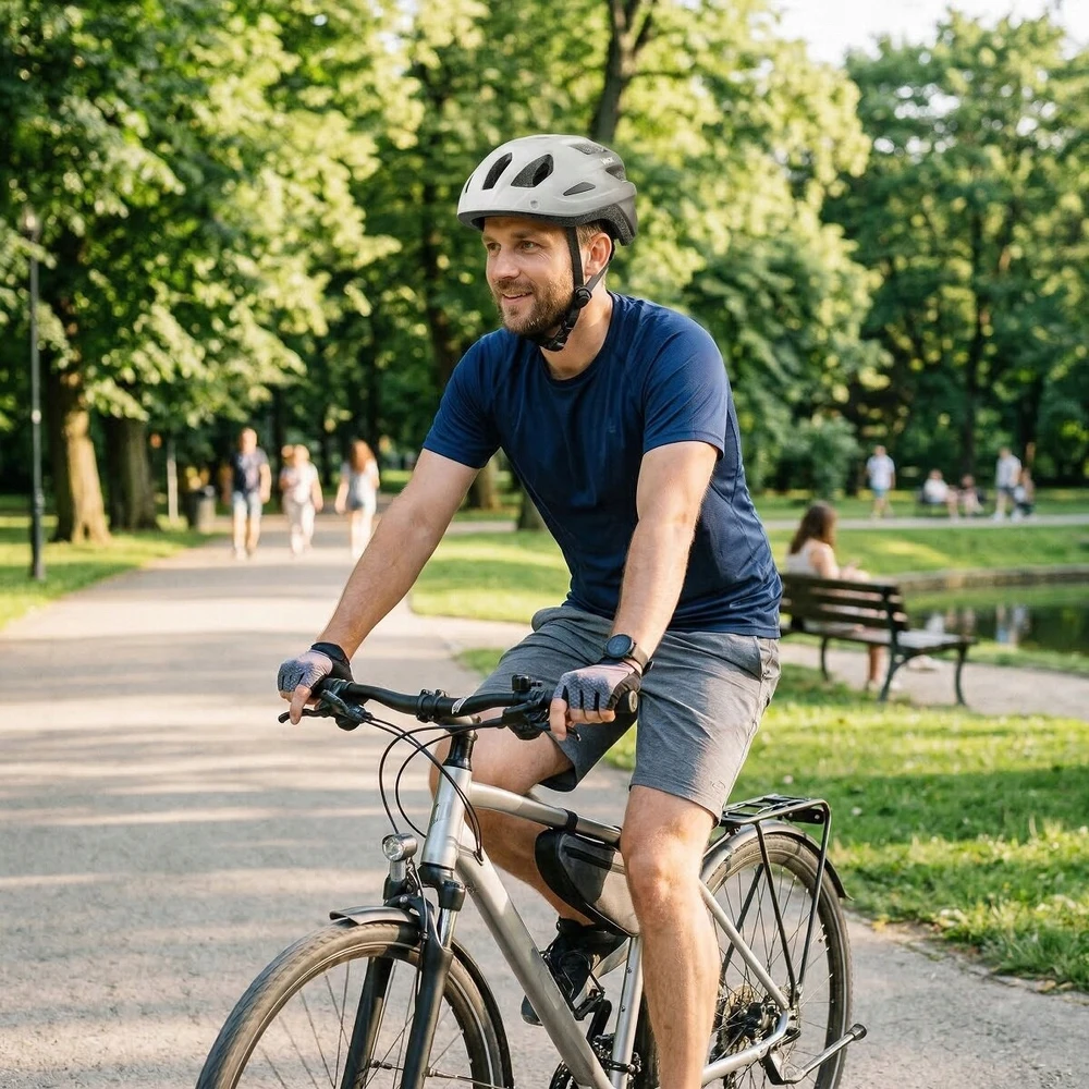 VAYOX Active VA0424WBM baltas ir juodas MTB dviračio šalmas su šviesa (M dydis)