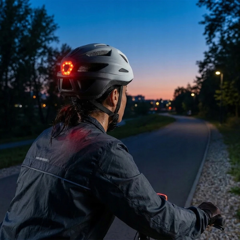 VAYOX Active VA0424WBM baltas ir juodas MTB dviračio šalmas su šviesa (M dydis)