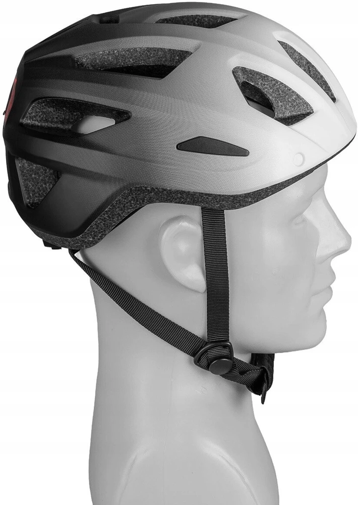 VAYOX Active VA0424WBM baltas ir juodas MTB dviračio šalmas su šviesa (M dydis)