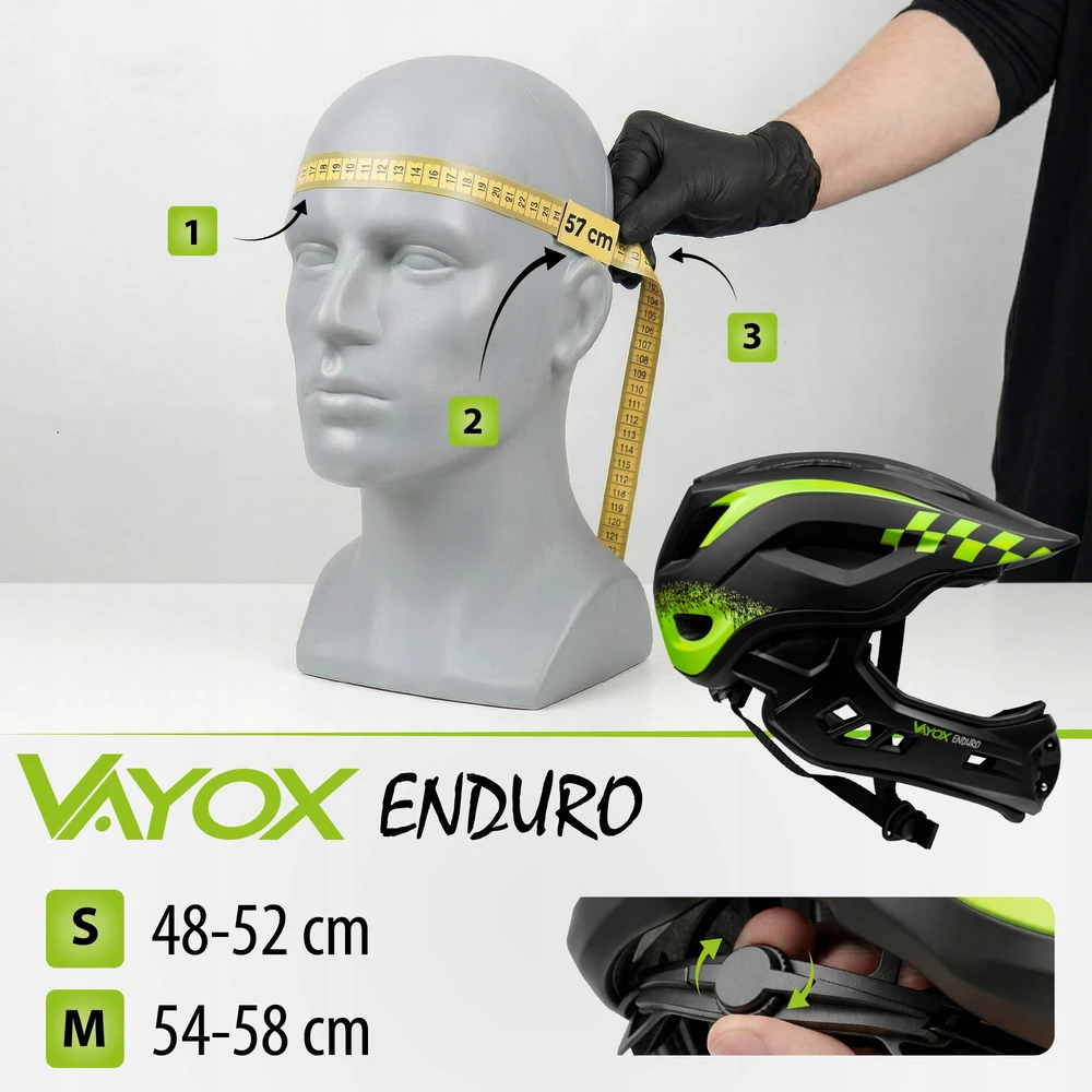 Vayox Enduro dviračio šalmas su nuimama apsauga, dydis M (54-58cm)
