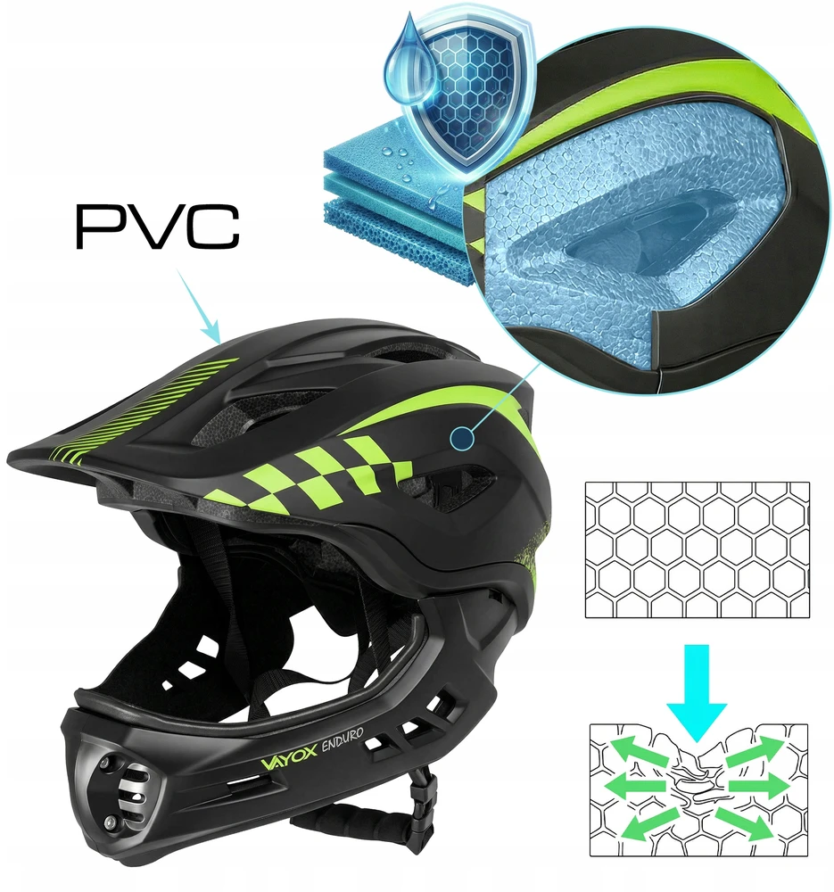 Vayox Enduro dviračio šalmas su nuimama apsauga, dydis M (54-58cm)