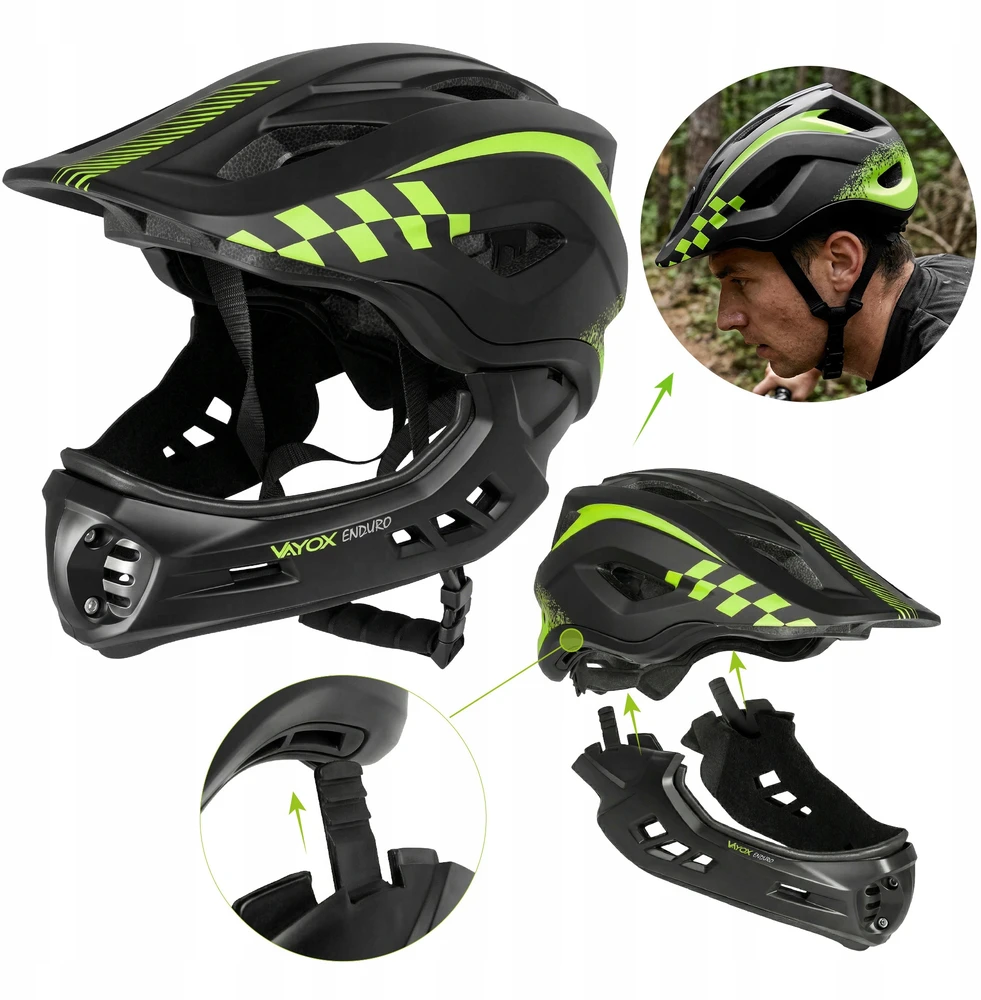 Vayox Enduro dviračio šalmas su nuimama apsauga, dydis M (54-58cm)