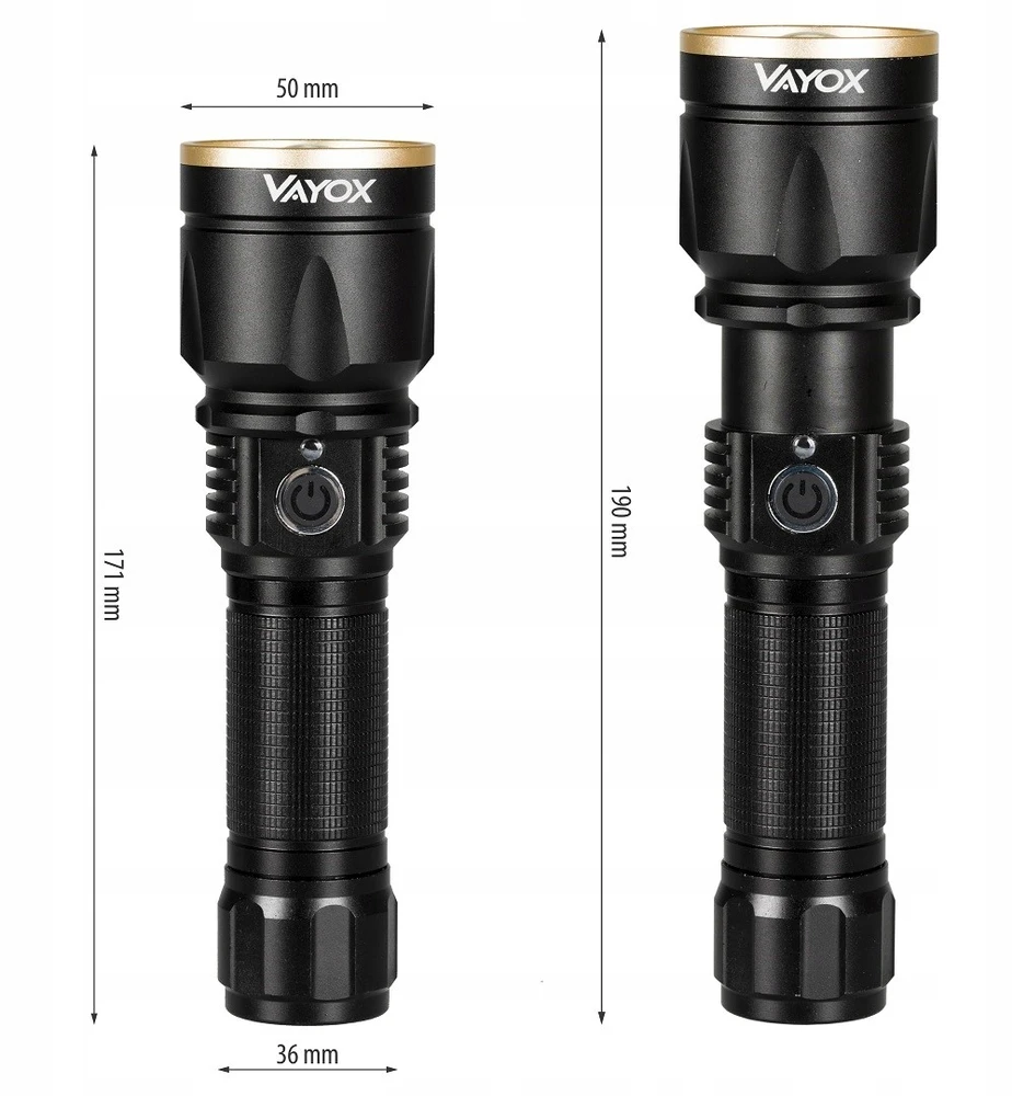 Vayox GALINGAS ĮKRAUJAMAS USB ZOOM TAKTINIS LED BLYKŠČIAS
