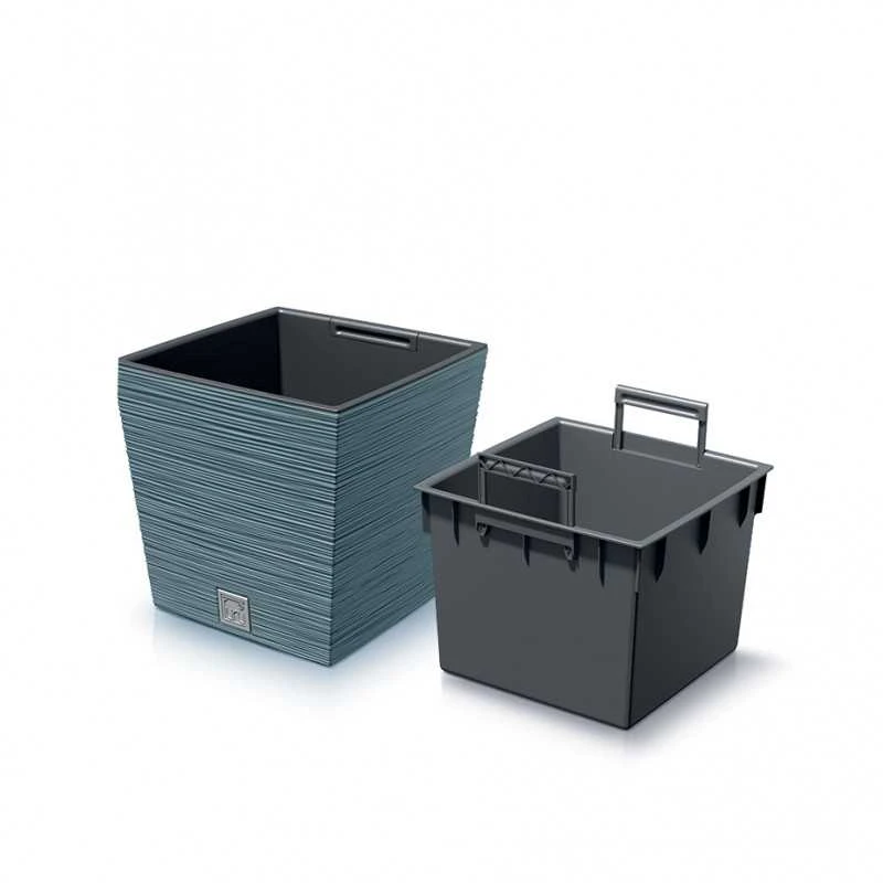 Prosperplast Vazonas FURU SQUARE LOW su įdėklu 10/7,5 L 240x240x235 mm melsva sp. Prosperplas