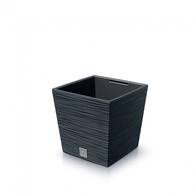Prosperplast Vazonas FURU SQUARE LOW su įdėklu 10/7,5 L 240x240x235 mm antracito sp. Prosperp
