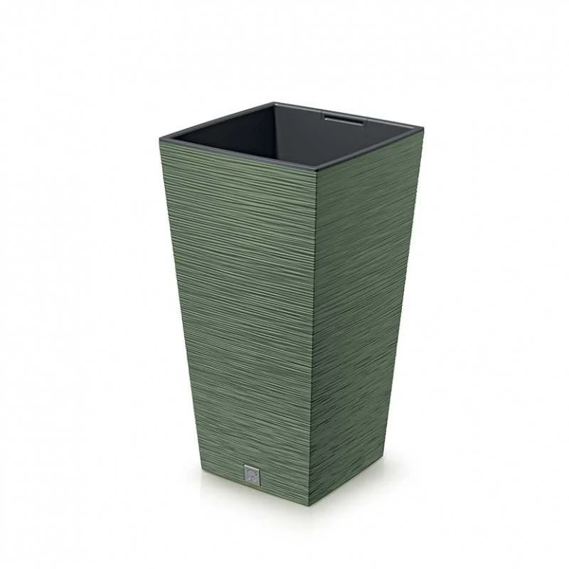 Prosperplast Vazonas FURU SQUARE LOW su įdėklu 19/7,5 L 240x240x450 mm žemės žalia sp. Prospe
