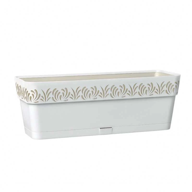 Vazonas/lovelis gėlėms su vandens rezervuaru 50x18x17 cm balta STEFANPLAST