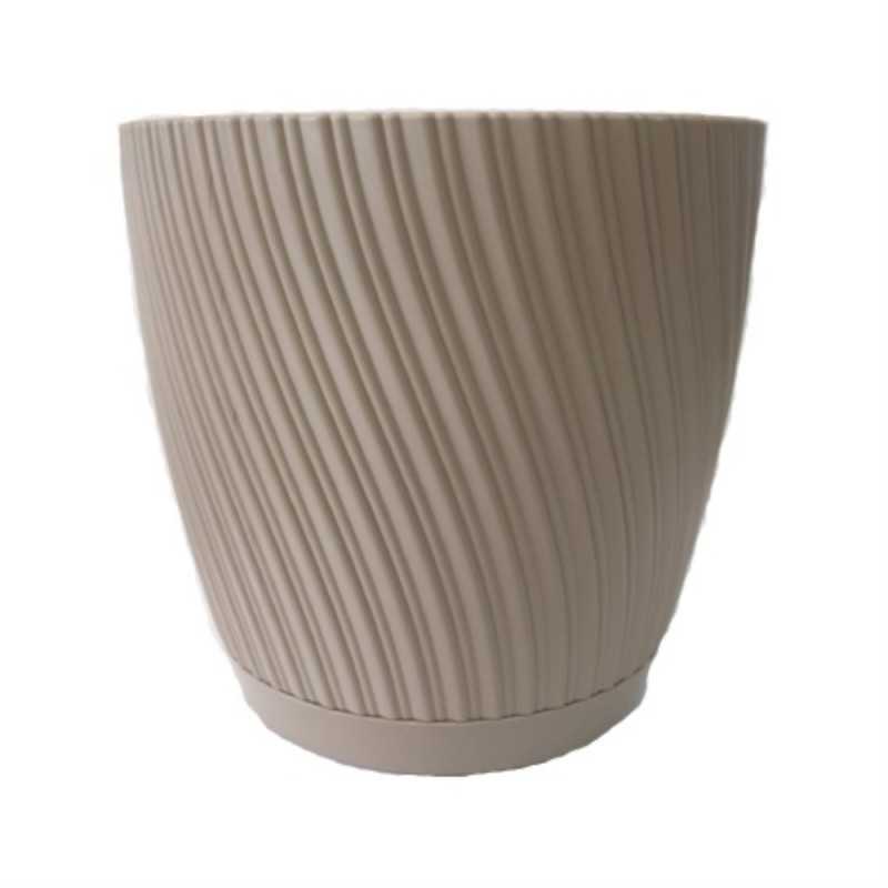 FORM PLASTIC Vazonas MIKA su padėklu 19cm Rudas