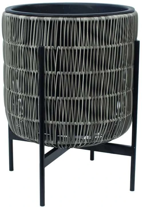 Home4You Vazonas WICKER su stovu 38x38xH49cm, šviesiai pilkas