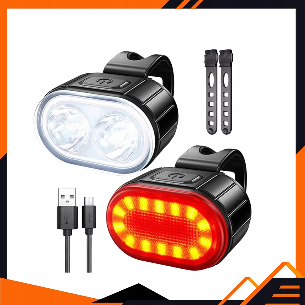 Vedor Dviračio žibintas priekyje ir gale įkraunamas USB LED apšvietimo rinkinys