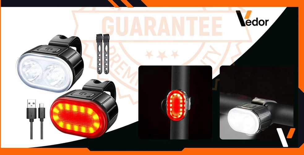 Vedor Dviračio žibintas priekyje ir gale įkraunamas USB LED apšvietimo rinkinys