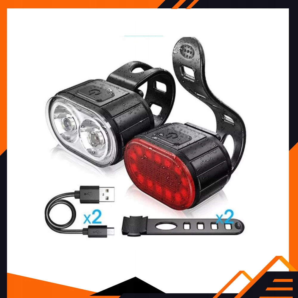 Vedor Dviračio žibintas priekyje ir gale įkraunamas USB LED apšvietimo rinkinys
