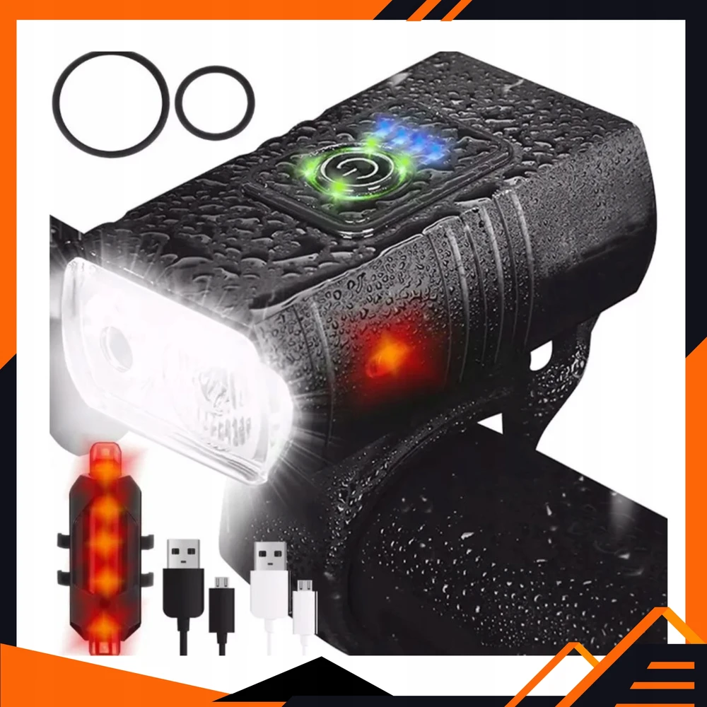 Vedor LED dviračio žibintas labai galingas, vandeniui atsparus įkraunamas USB + nemokamas galinis
