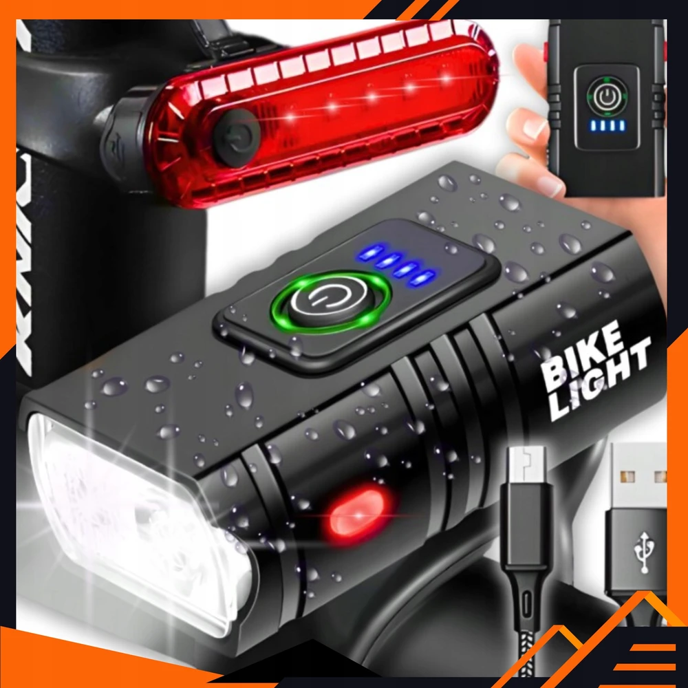 Vedor LED dviračio žibintas labai galingas, vandeniui atsparus įkraunamas USB + nemokamas galinis