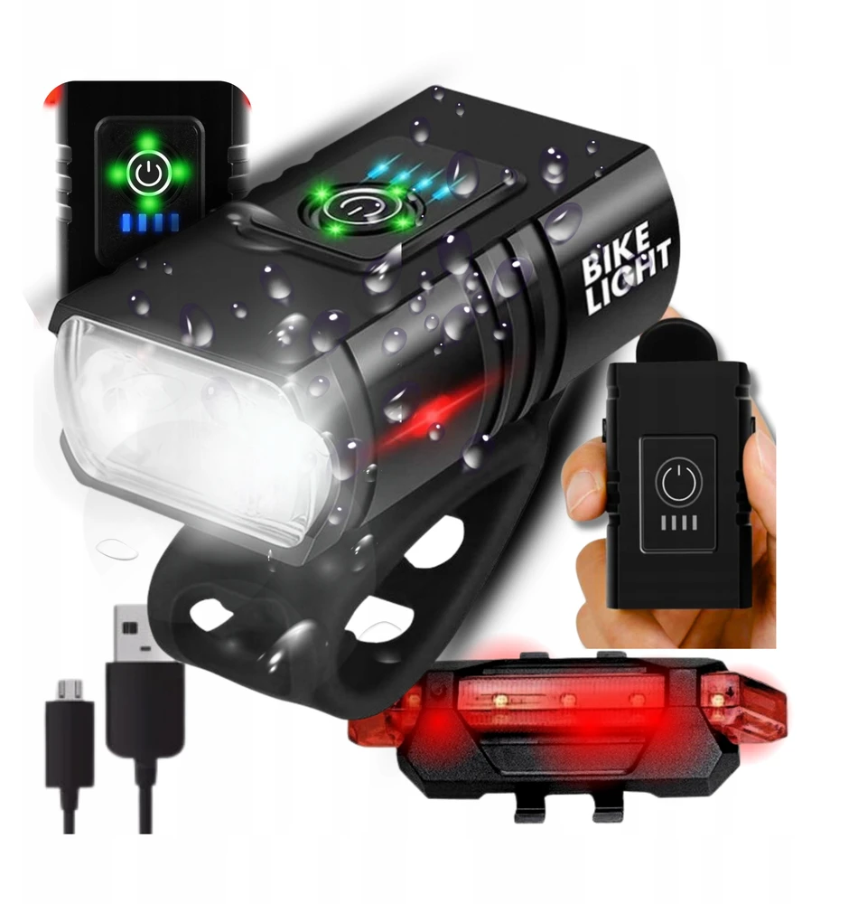 Vedor LED dviračio žibintas labai galingas, vandeniui atsparus įkraunamas USB + nemokamas galinis