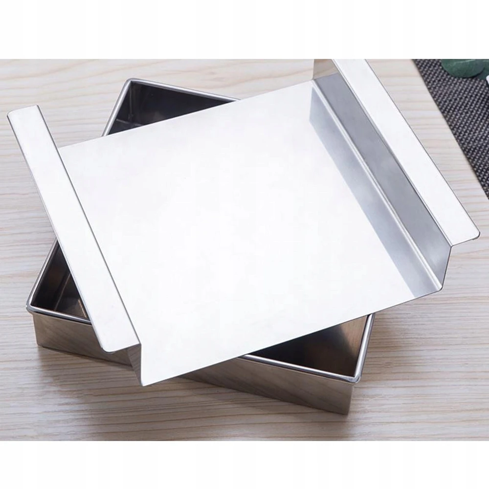 Veganiškas tofu sūrio presas, nerūdijančio plieno, vadovas 15 cm x 15 cm x 4,5 cm
