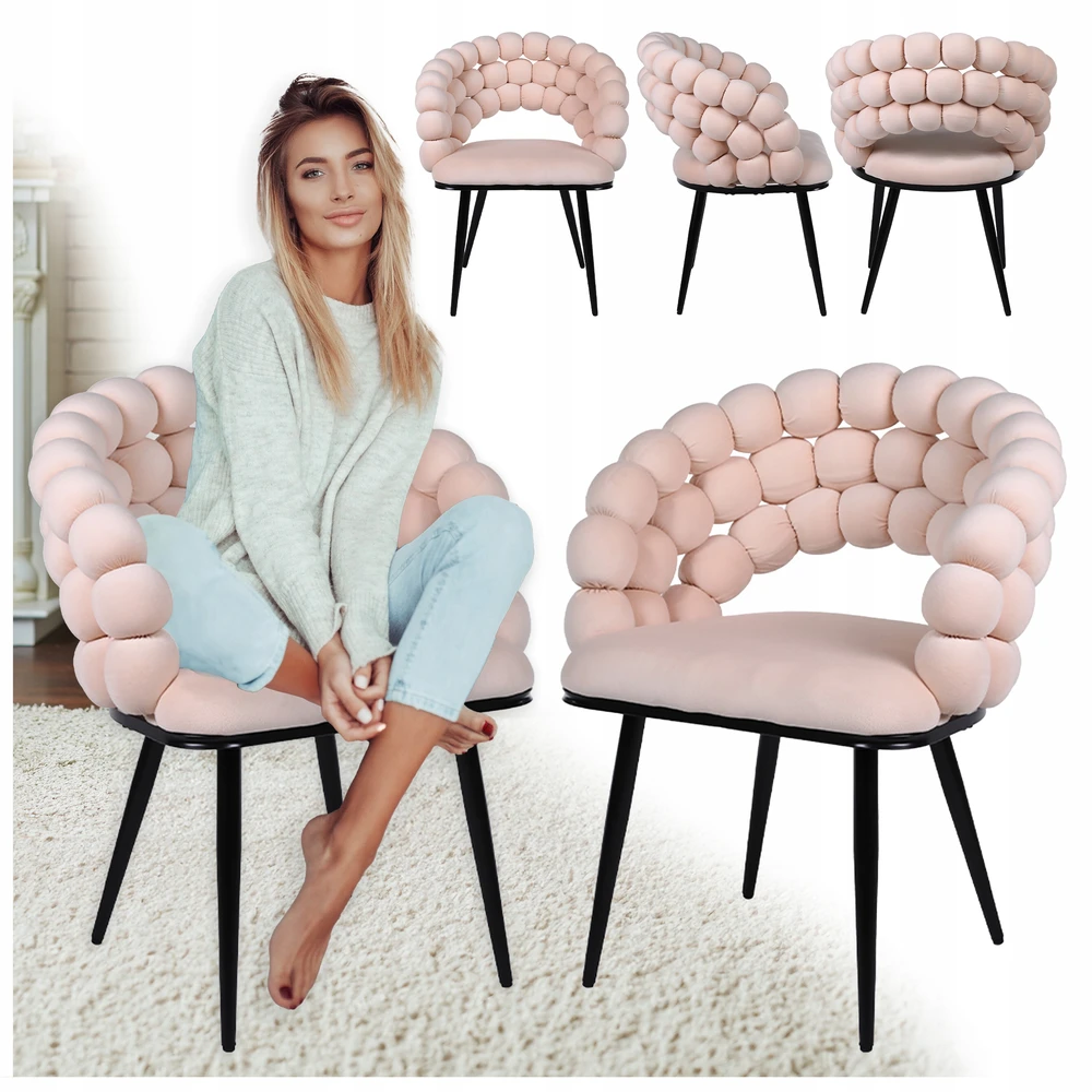Velaco BUBBLE VELVET FOTOKAS, MINŠTAS ATRIA ECRU, JUODOS KOJOS