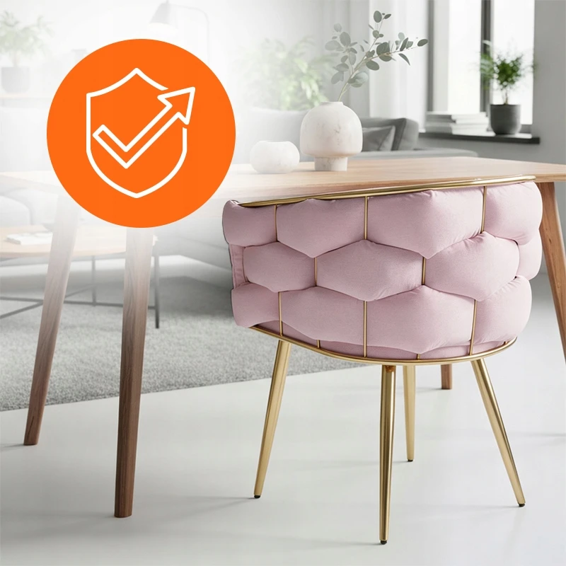 Velaco Velvet Glamour fotelis Borneo pudrinės rožės, auksinės kojos